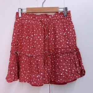 Tiered Mini Skirt White Dot Print Elastic Waist Summer Casual Cute Women S #8015